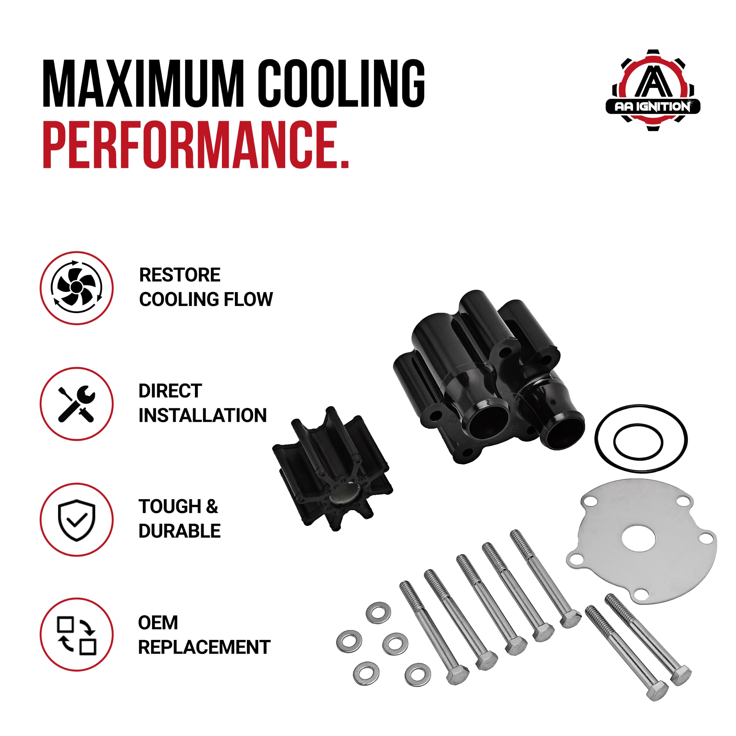 Amazon.com: Marine Raw Water Pump Impeller Kit - Compatible with